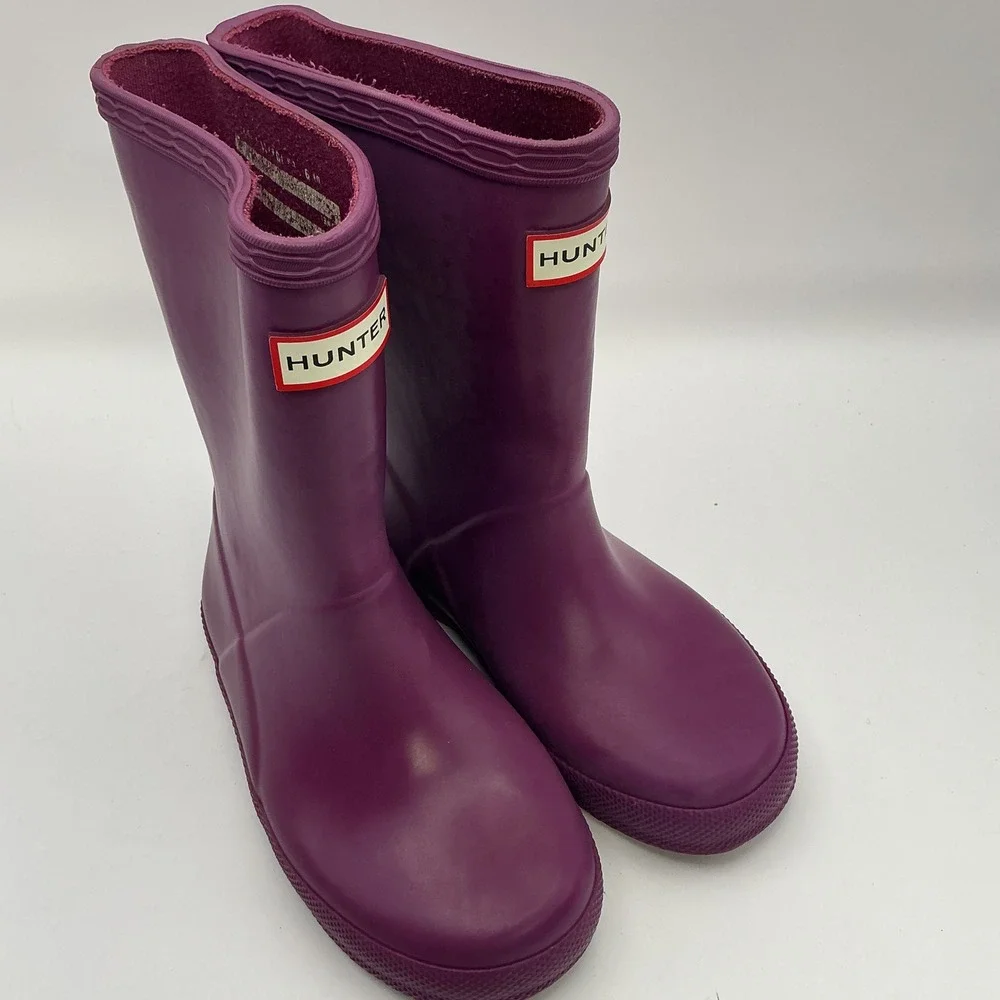 Hunter Kids Original First Gloss Purple Rain Boots US 10B 11G EU 27 KFT5003RGL